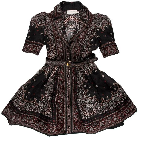 Zimmermann – *NWT* Matchmaker Bandana-Print Mini Dress – Black Bandana – Size 0P - Picture 7 of 9